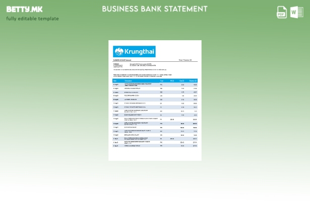модерен стил Изјава за организација на KrungThai Bank Шаблон Word и PDF